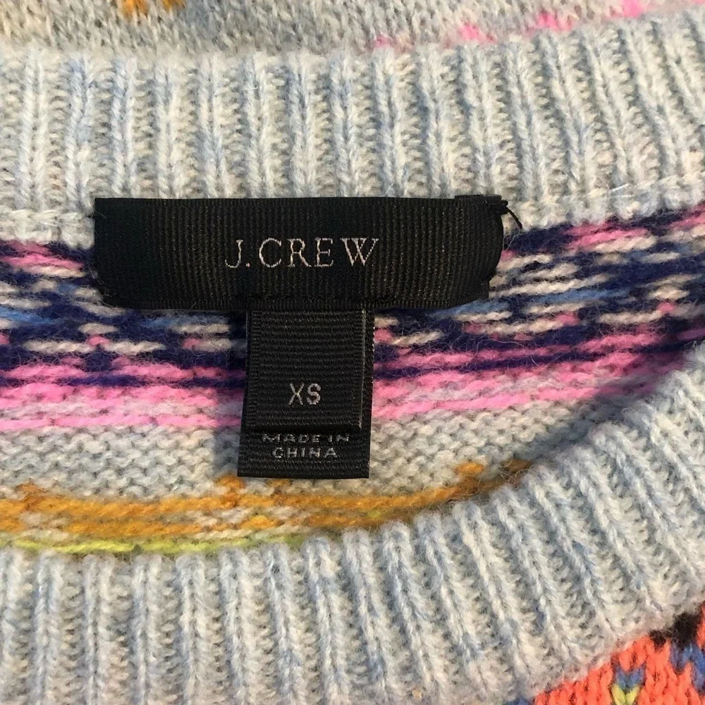 J. Crew Fair Isle Lambswool Multicolor Sweater Size XS